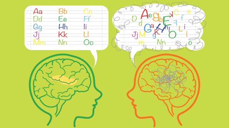 A graphic image despicting a visual representation of the jumbled nature of dyslexia